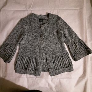 Tribal Grey Mix Ribbed Bell Sleeve 3/4 Sleeve Cardigan Ladies Size Large